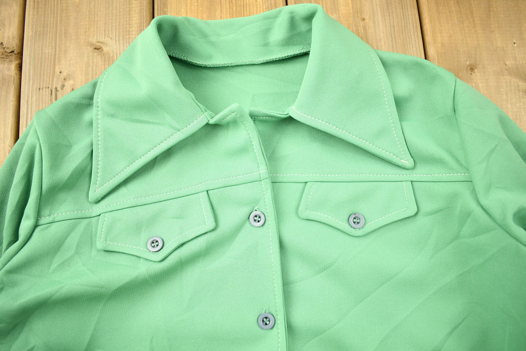 Vintage 1970s Lime Green Button Up Shirt