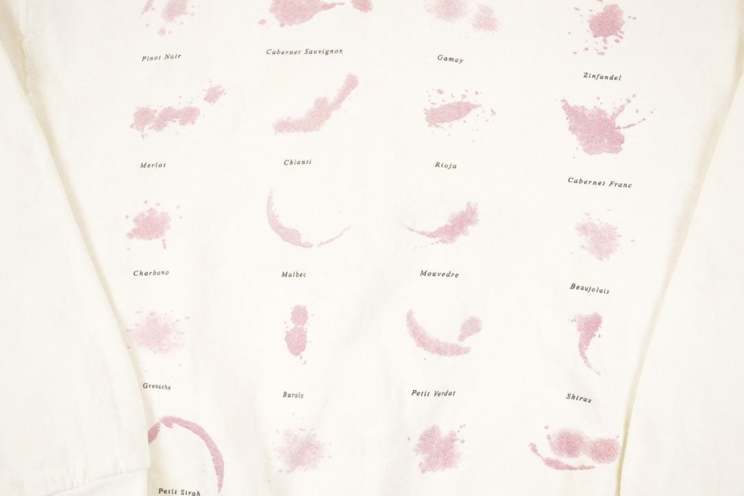 Vintage 1994 Artsy Wine Stain Graphic Print Crewneck Sweatshirt Women's M