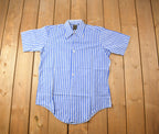 Vintage 1990s GMT Collection Striped Blue Button Up Shirt