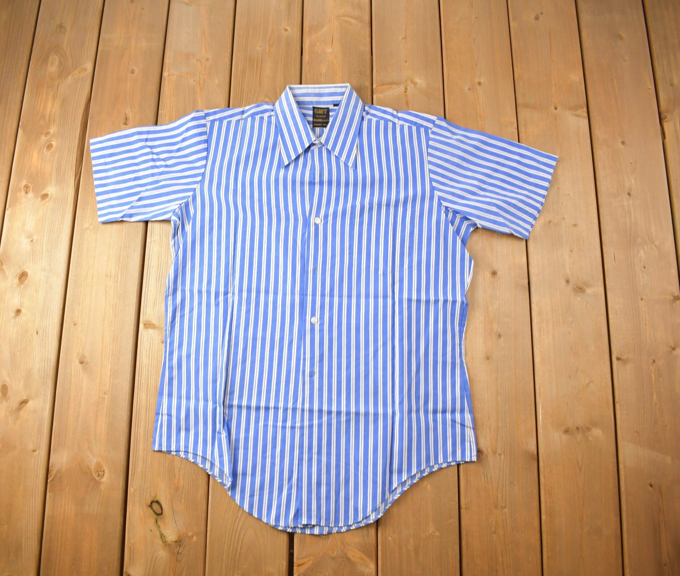 Vintage 1990s GMT Collection Striped Blue Button Up Shirt