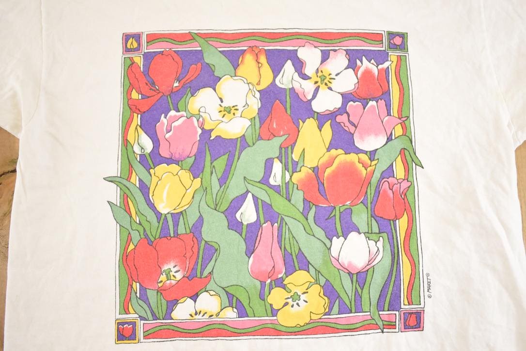 Vintage 1990's Maret Floral Souvenir Travel T-Shirt Women's M / 90s Single Stitch Graphic Destination Tee / Made in USA