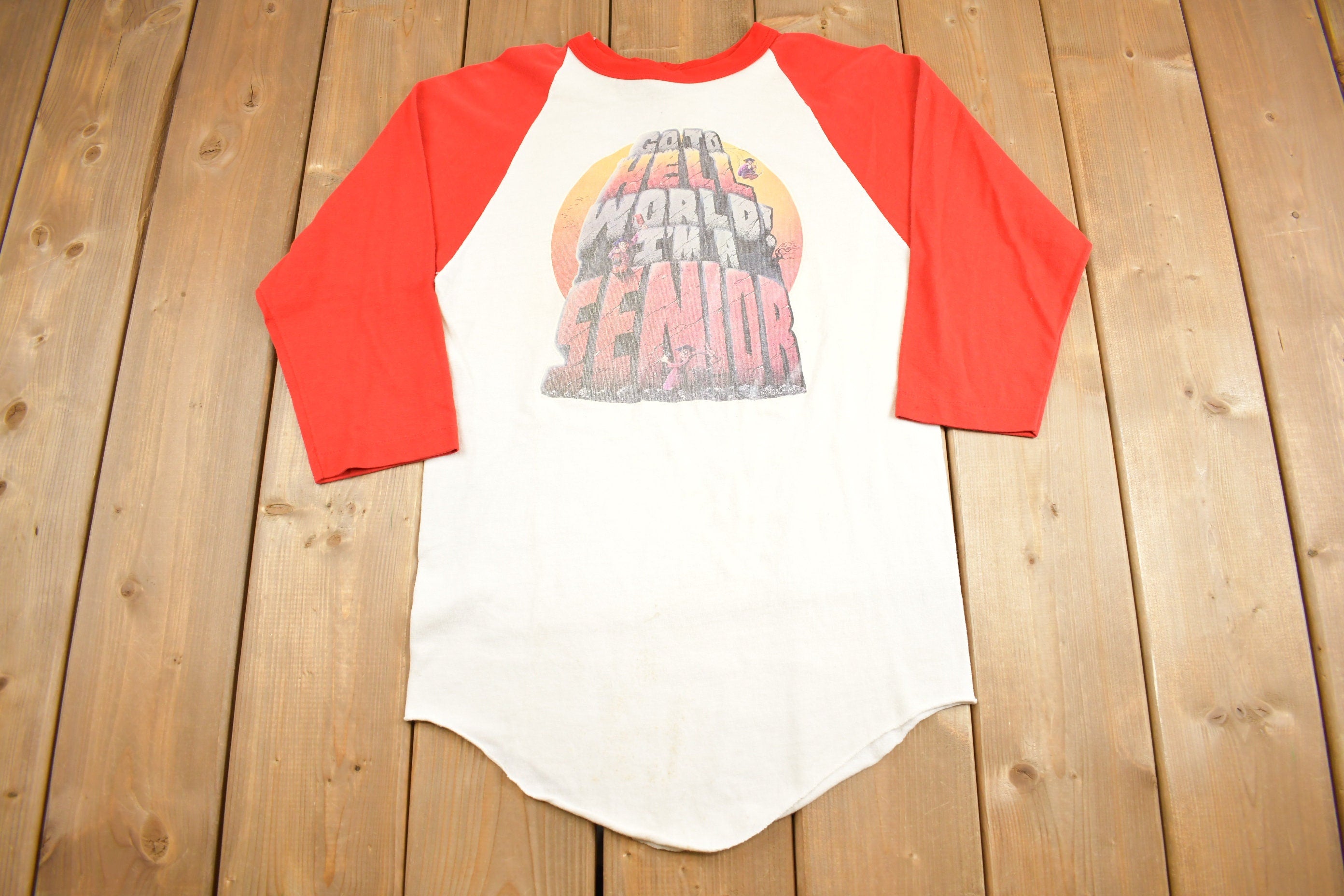 Vintage 1976 "Go To Hell World I'm A Senior" Raglan Roach T Shirt