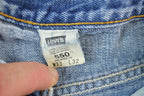 Vintage 1990s Levi Strauss Distressed Red Tab 550 Denim Jeans Size 33 x 32