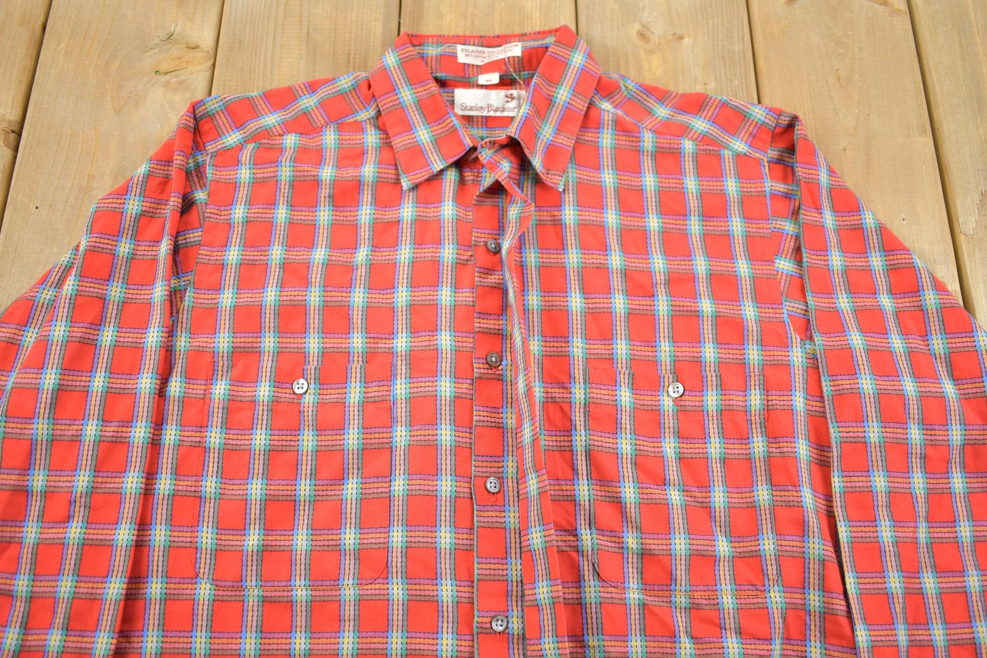 Vintage 1970s Stanley Blacker Soft Plaid Button Up Flannel