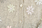 Vintage 1990s Karen Scott Wool Knit Floral Cardigan Sweater Womens L / Abstract Pattern 3D / 90s Knitted Top