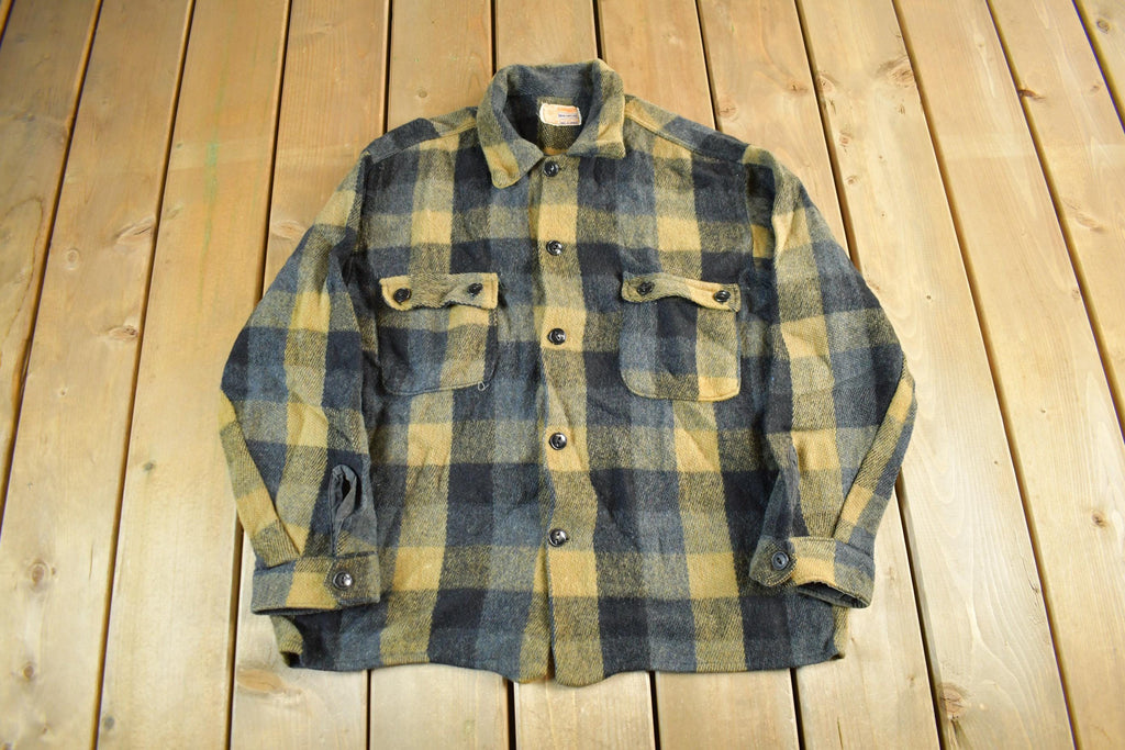 Vintage 1970s Humphrey Wool Flannel Shirt Jacket Men's Large