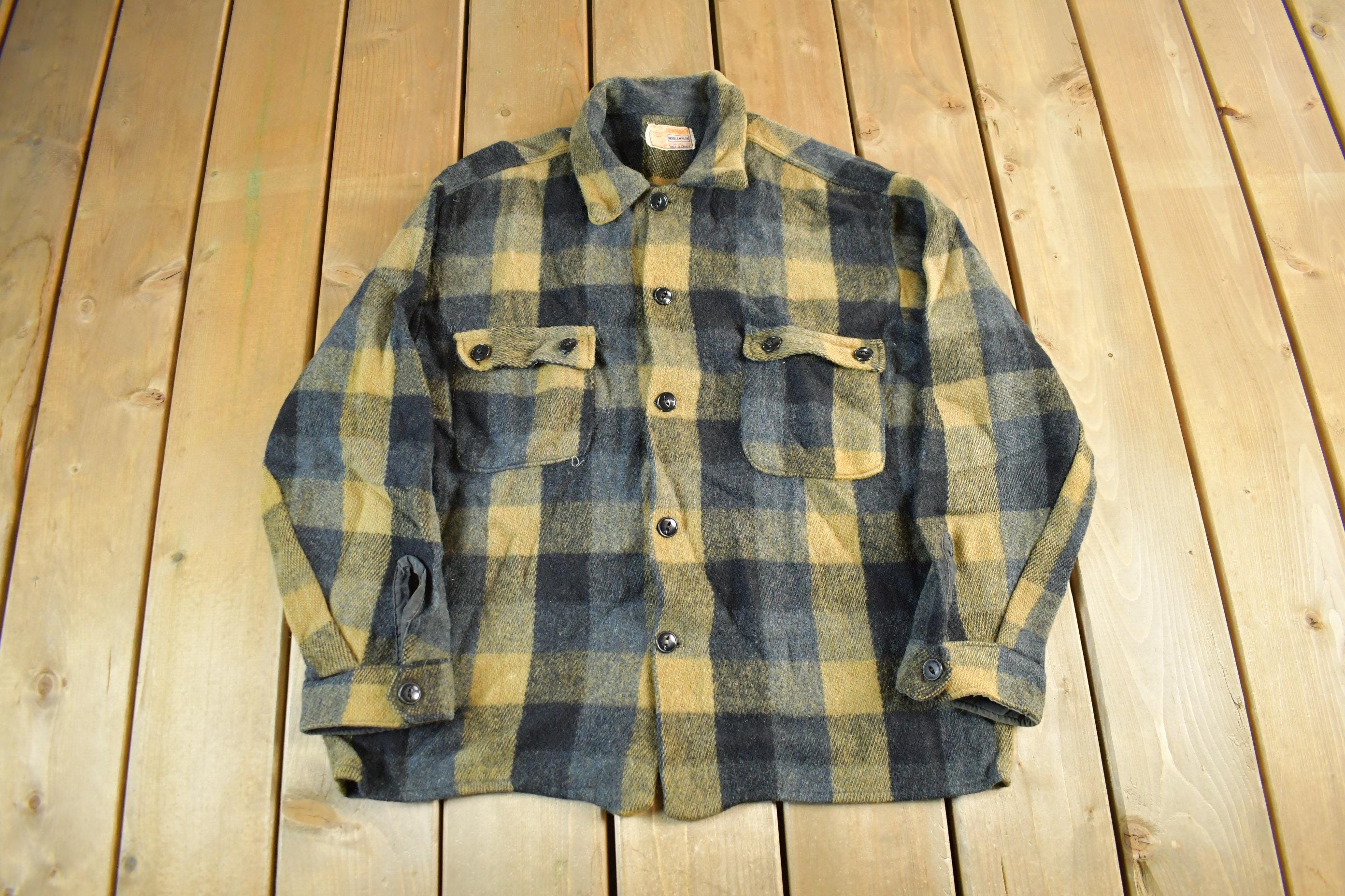 Vintage 1970s Humphrey Wool Flannel Shirt Jacket Men's Large /