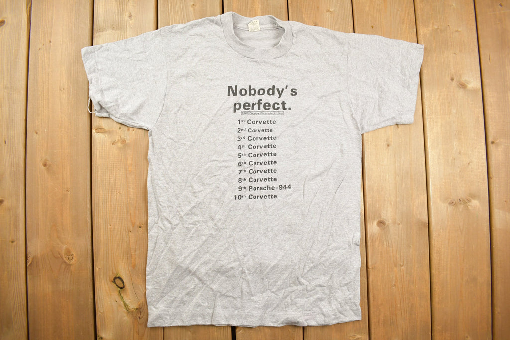 Vintage 1985 Nobody's Perfect Car Ranking Graphic T Shirt
