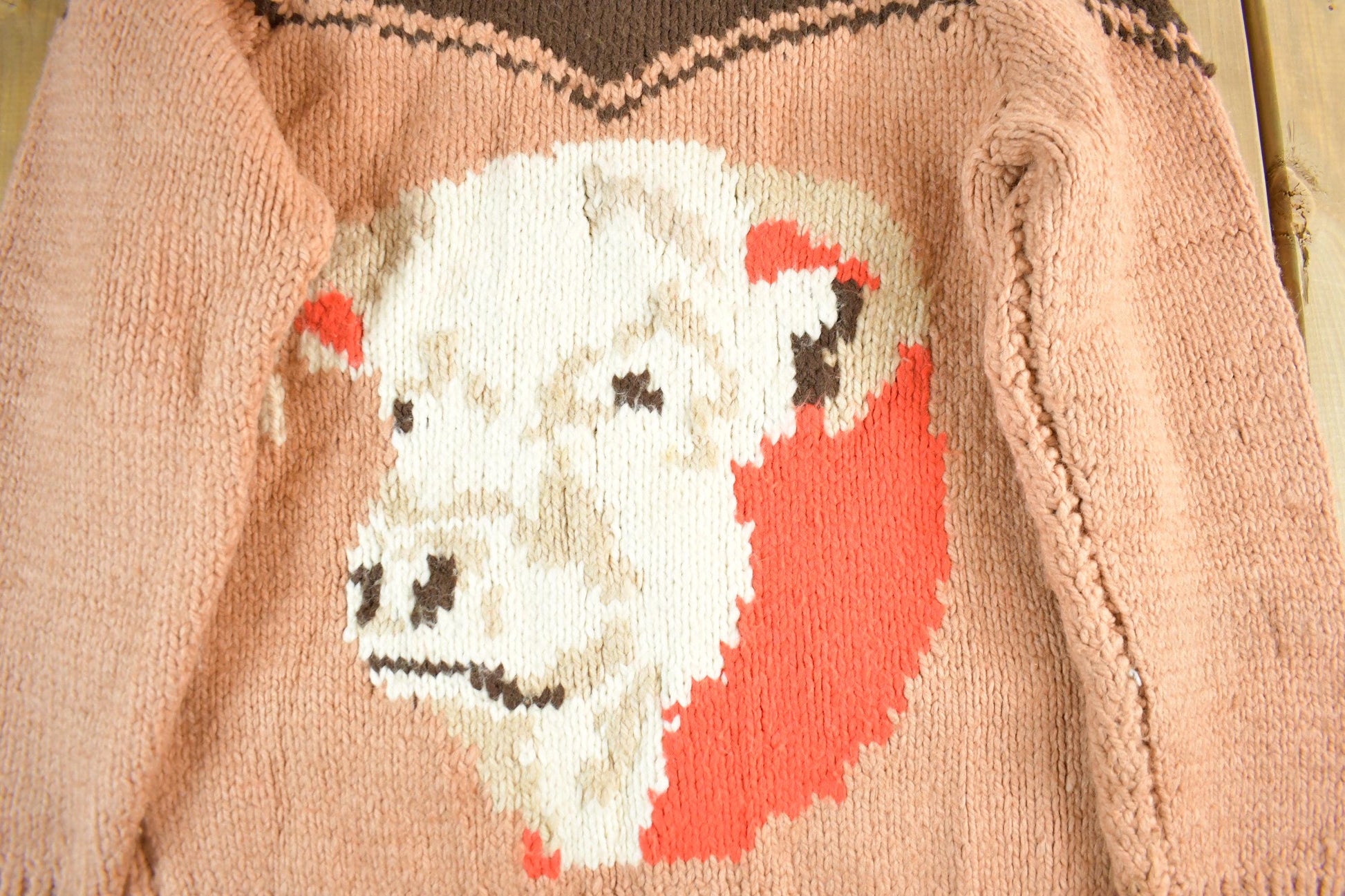 Vintage 1960s Cowichan Hand Knit Shawl Collar Zip Up Sweater Women's Medium