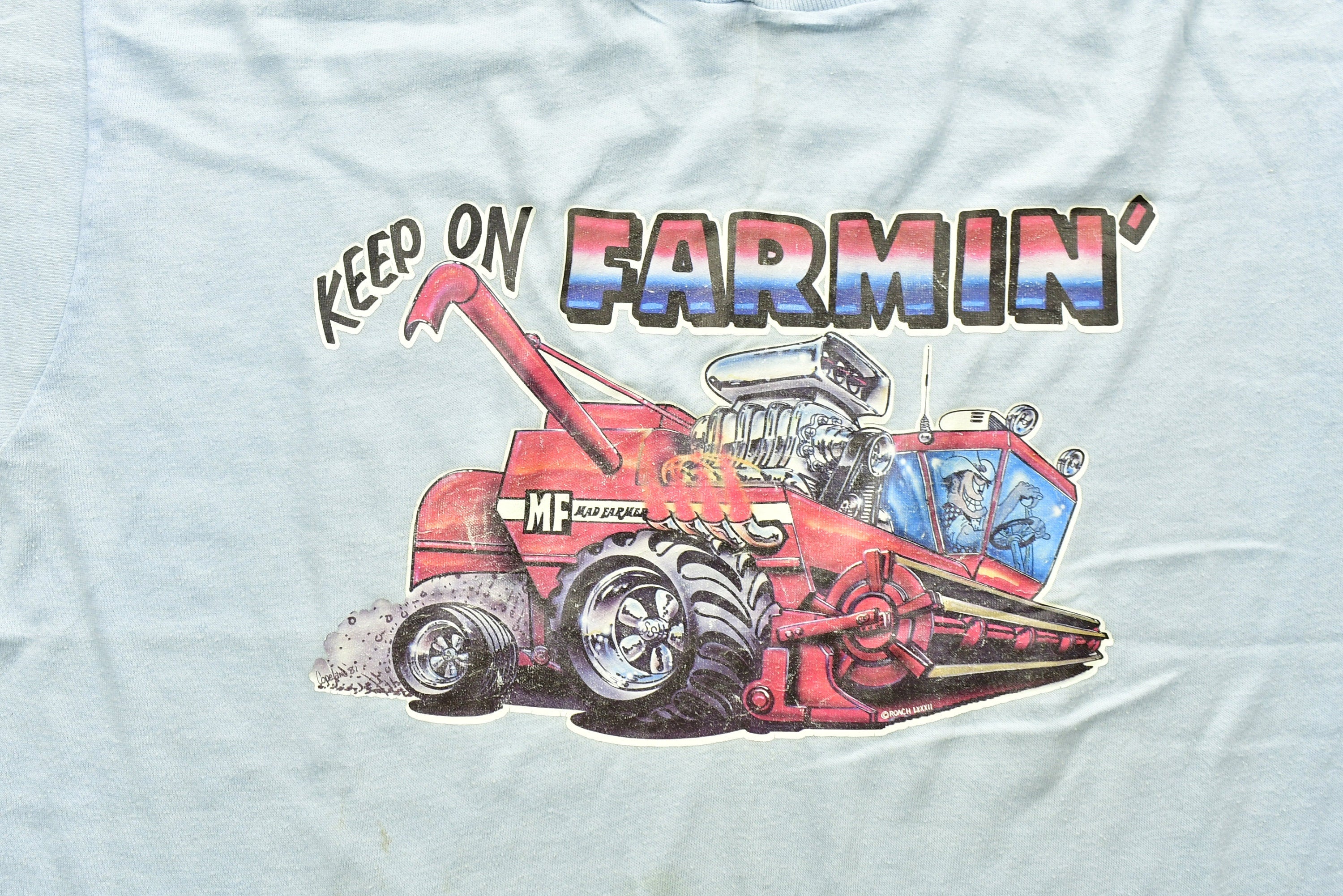 Vintage 80's "Keep On Farmin" Single Stitch T-Shirt