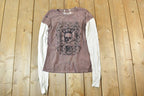Women Vintage Vigoss Y2K T-Shirt / Vigoss Grunge Skull Print / Contrast Stitch / Internet Famous Clothing / Over Dyed / Y2K Bedazzled