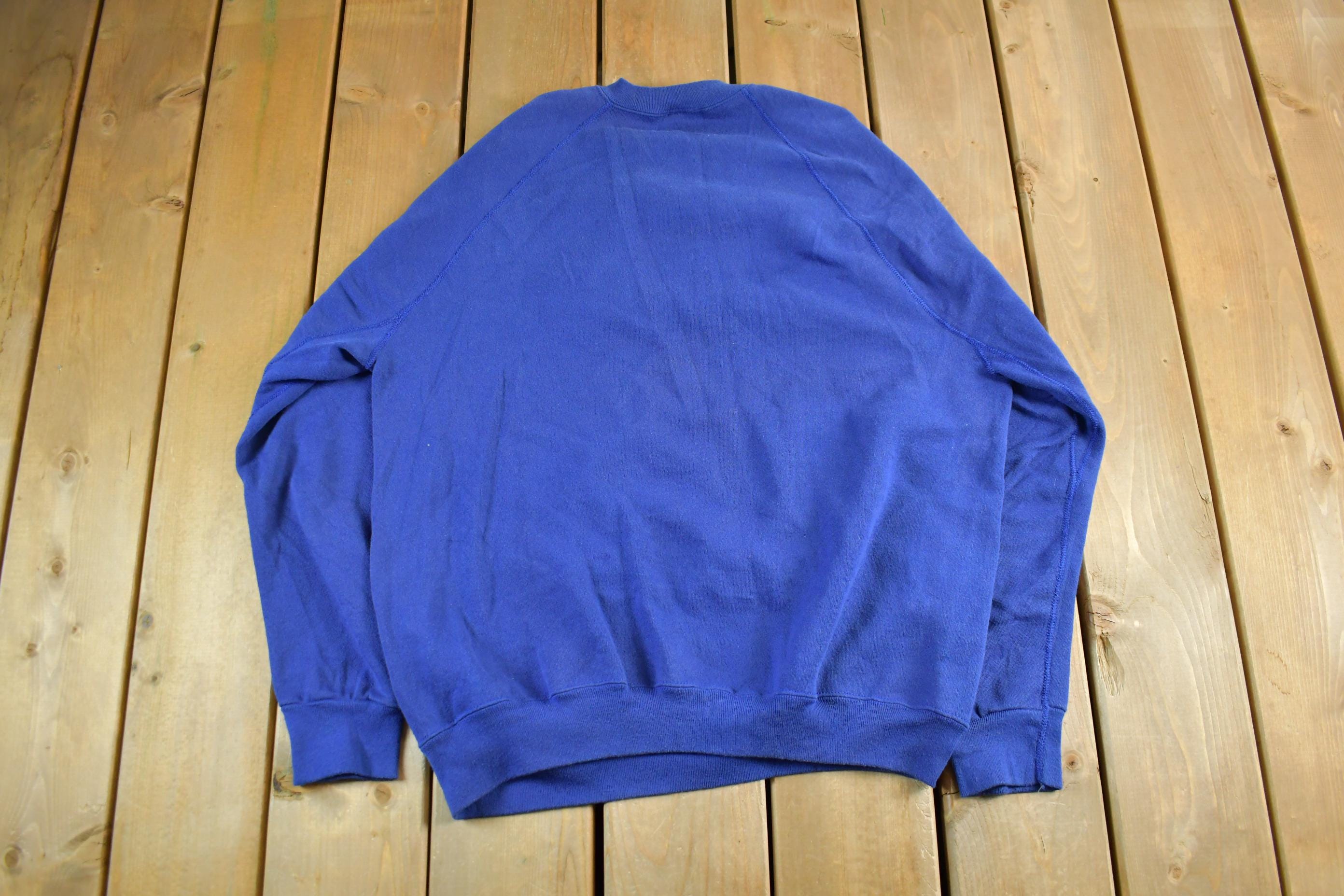 Vintage 1990s Discus Athletic Blank Blue Crewneck Sweatshirt Men's Large  90s Crewneck  Essential  Streetwear  90s