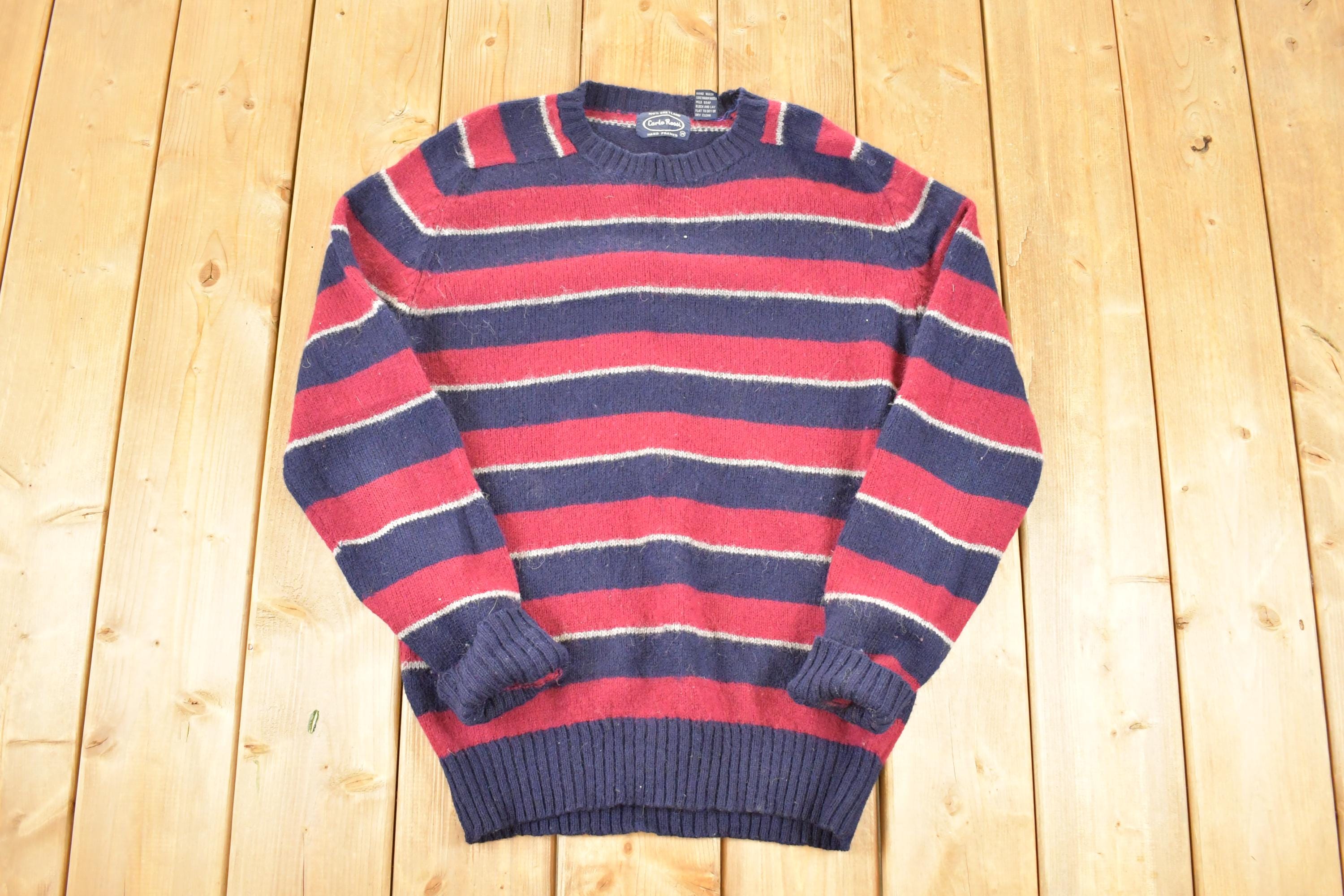Vintage 1990s Carlo Rossi hand Framed Wool Knit Crewneck Grunge Sweater Mens S