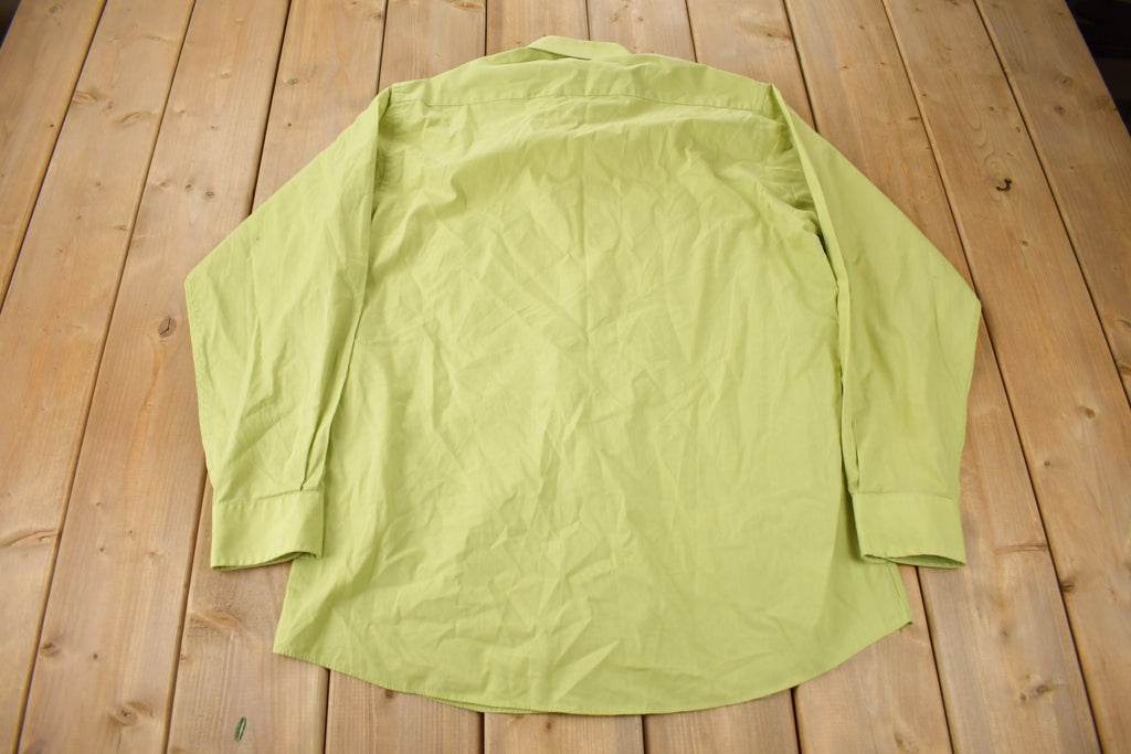 Vintage 1990s Pierre Cardin Green Button Up Dress Shirt