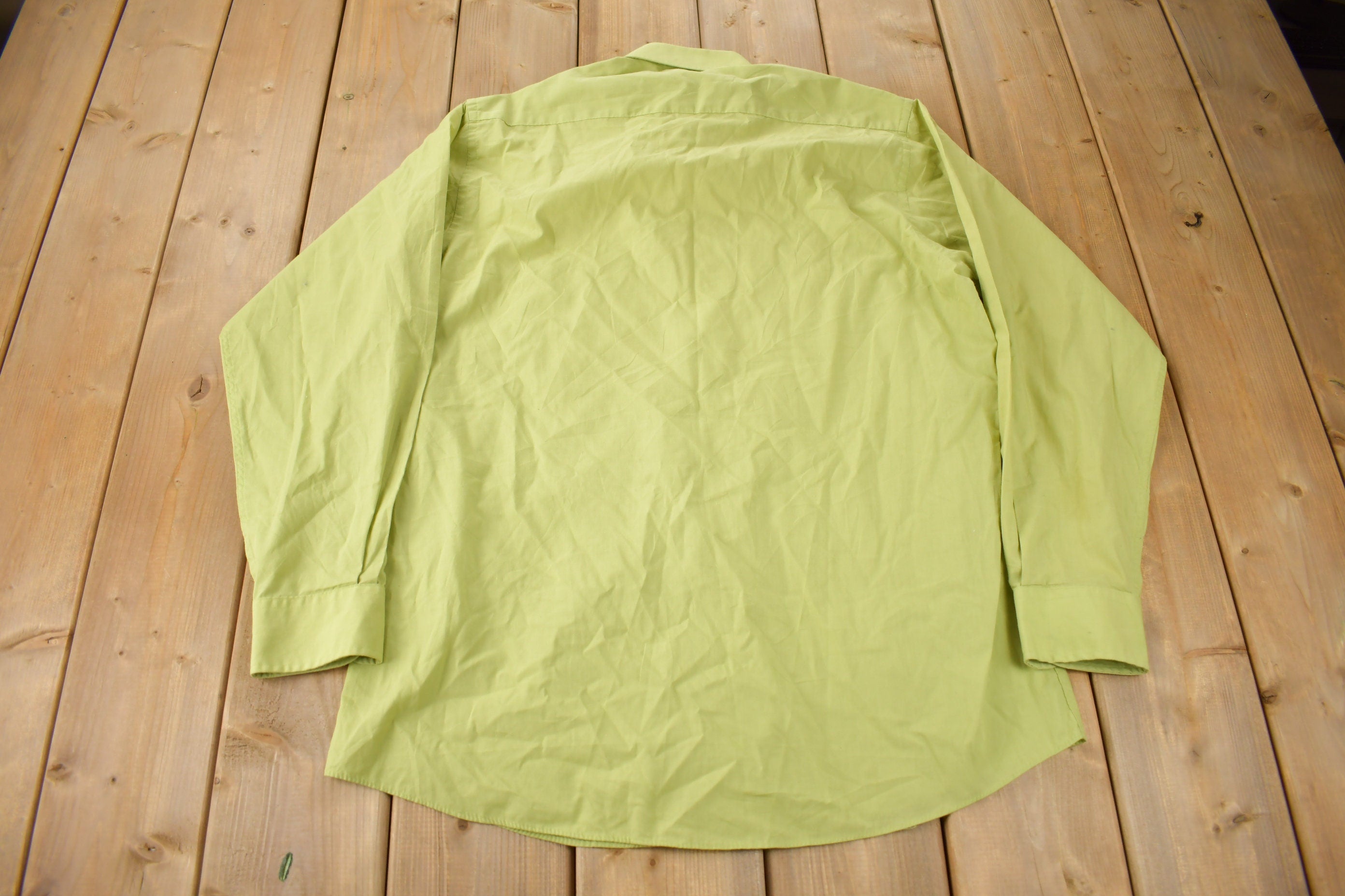 Vintage 1990s Pierre Cardin Green Button Up Dress Shirt