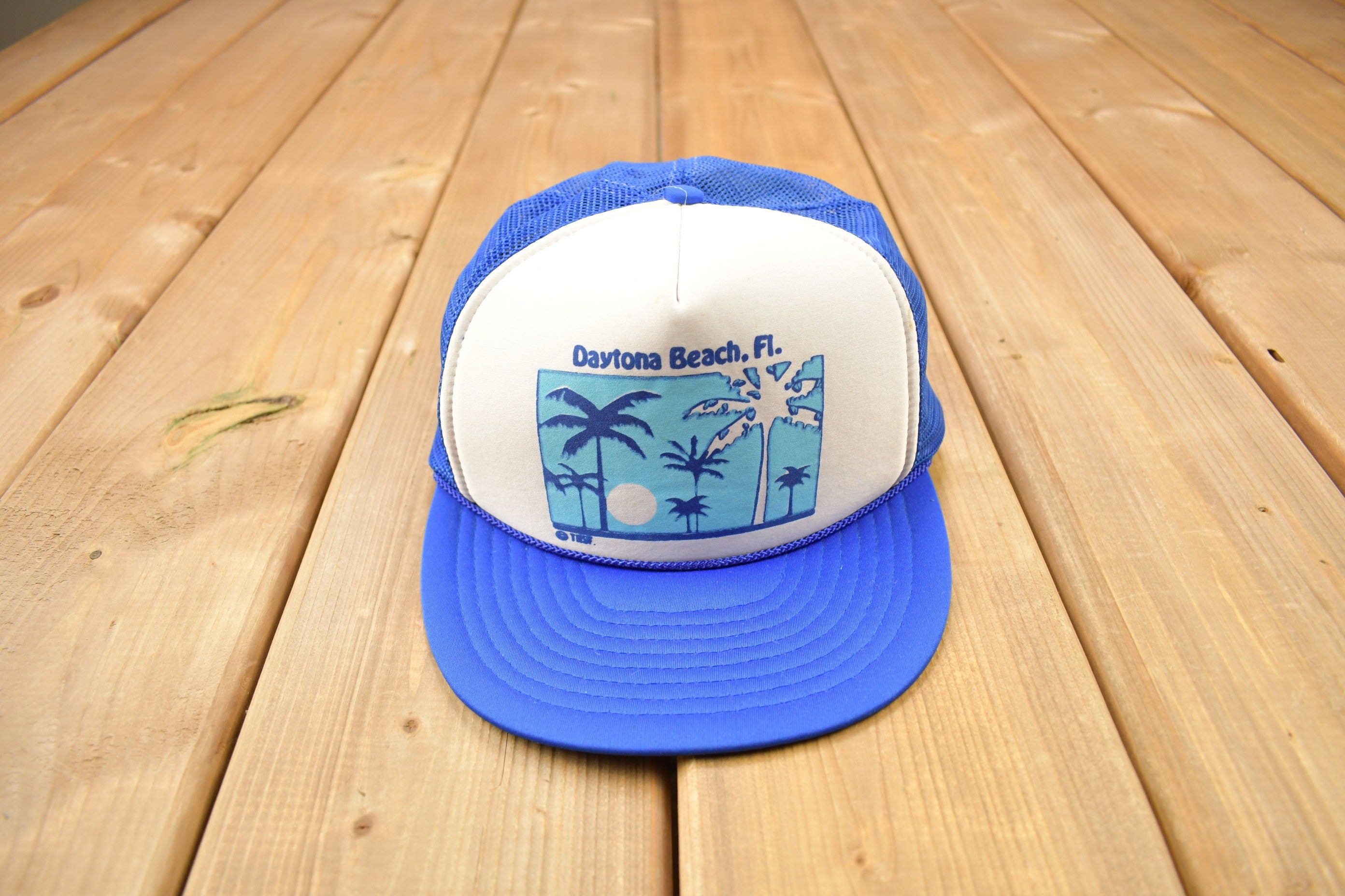 Vintage 1990s Daytona Beach Florida Souvenir Trucker Hat /