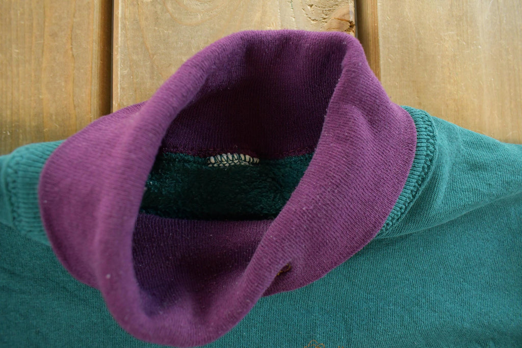 Vintage 1990s Floral Turtleneck Graphic Crewneck Sweatshirt Womens Large