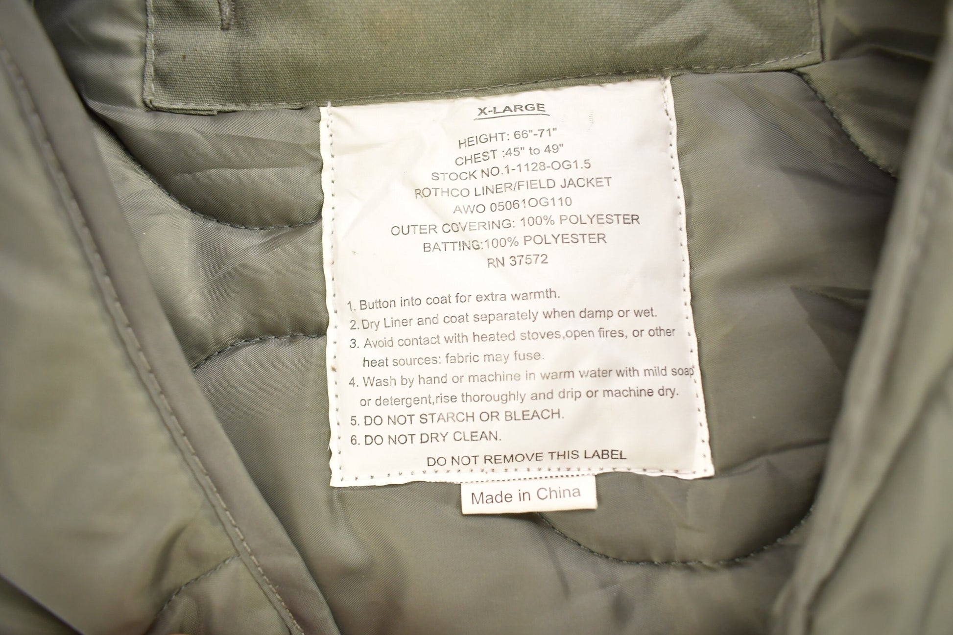 Vintage Y2K OG 110 Military Field Jacket Liner / Button Up Jacket Liner / Army Green / Vintage Utility Jacket / Army Jacket
