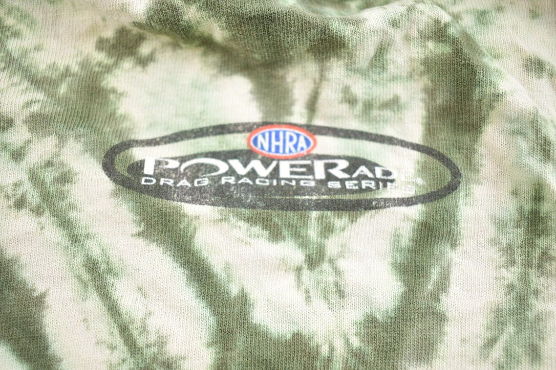 Vintage 1990s John Force Racing Tie Dye Lighting Fist Graphic T-Shirt