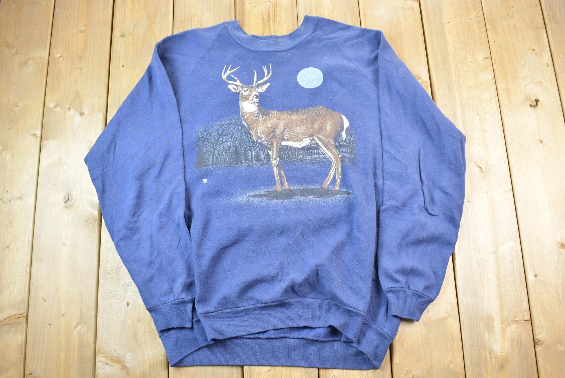 Vintage 1987 White Tail Deer Moon Logo Jerzeez Crewneck / Souvenir / Vintage Sweatshirt / Outdoorsman / Wilderness Sweatshirt / Made In USA