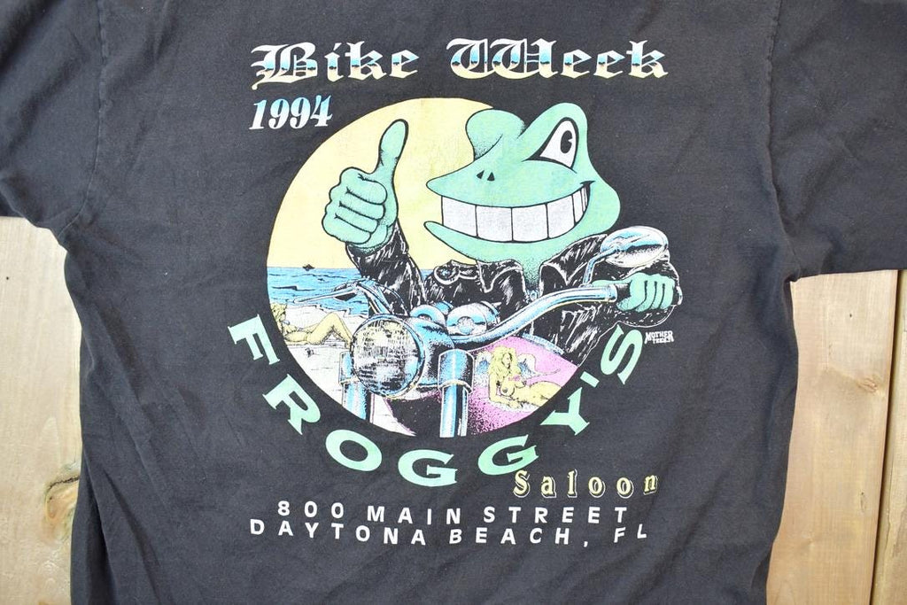 Vintage 1994 Bike Week Froggy's Saloon Daytona Beach Souvenir T-Shirt