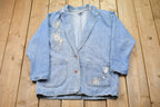 Vintage 1990s CMC Floral Embroidered Denim Blazer