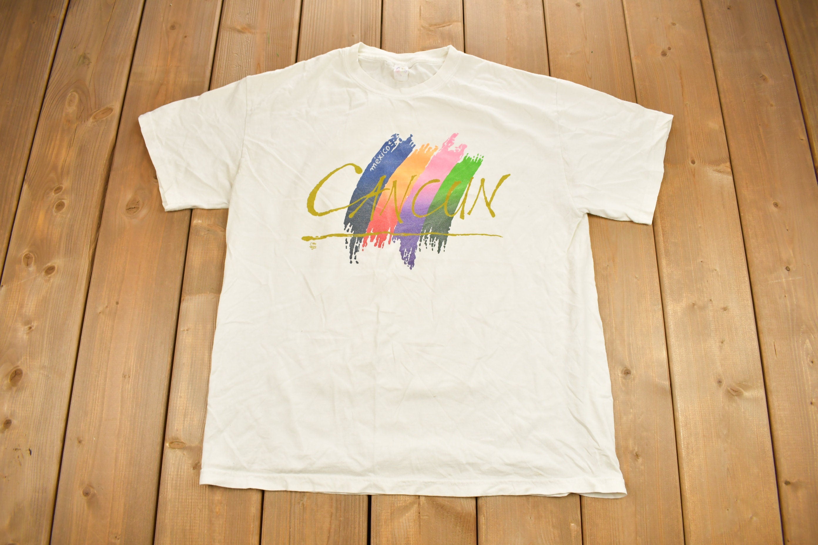 Vintage 1990s Cancun Mexico Souvenir T Shirt