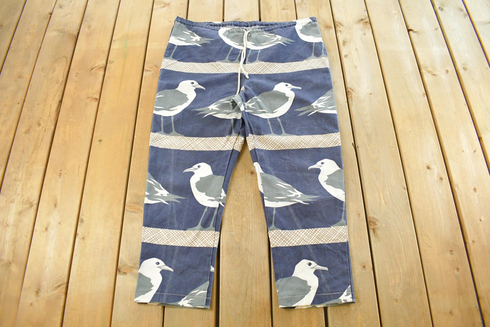 Vintage 1980s Michigan Rag Co Seagull Bird All Over Print Pants Men's Large
