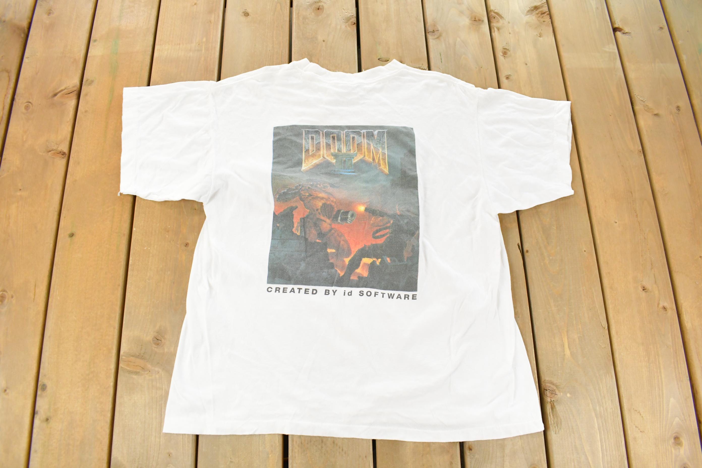 Vintage 1997 Doom II Hell On Earth PC Video Game Promo T-Shirt
