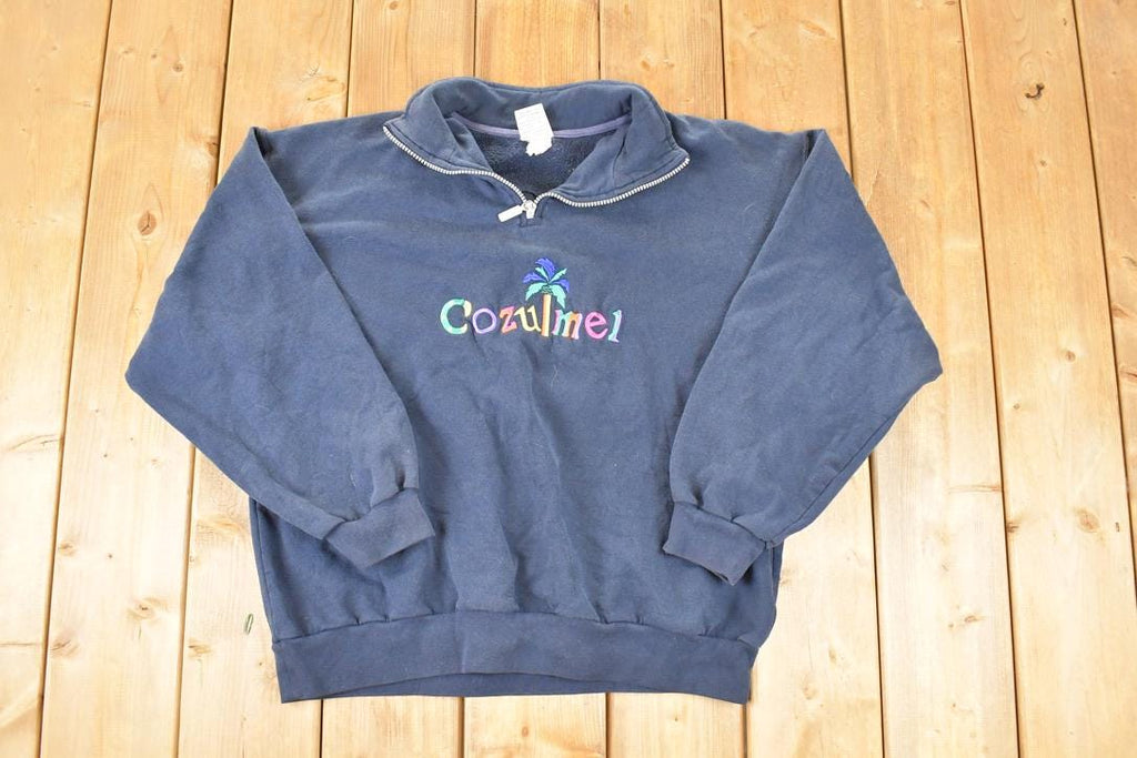 Vintage 1990s Cozumel Quarter Zip Crewneck Sweatshirt Men's L