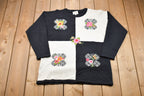 Vintage 1990s Susan Bristol Floral Print Knitted Sweater