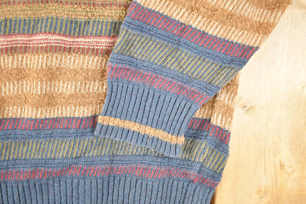 Vintage 1990s Geoffrey Beene Striped Knit Crewneck Sweater Mens M