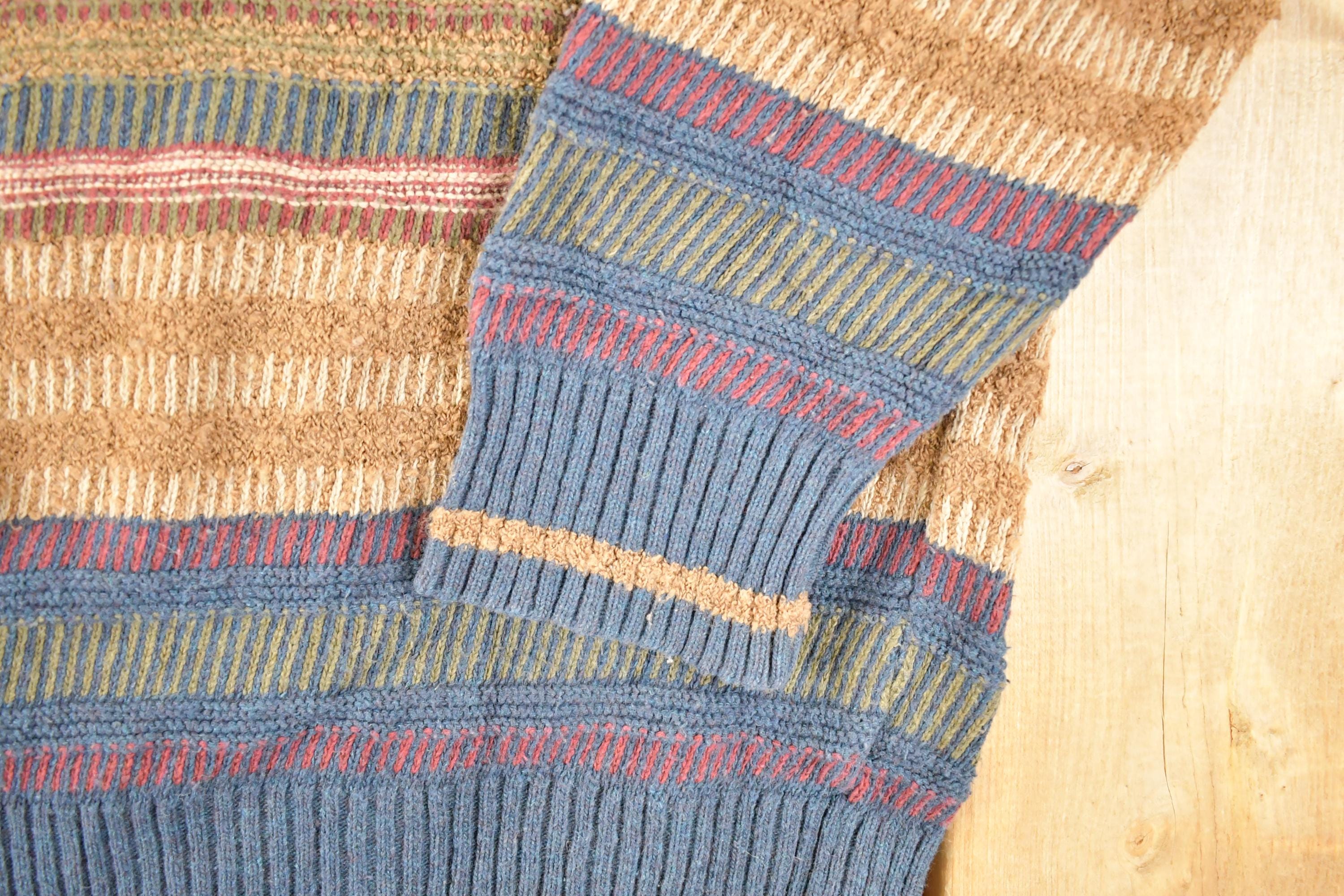 Vintage 1990s Geoffrey Beene Striped Knit Crewneck Sweater Mens M