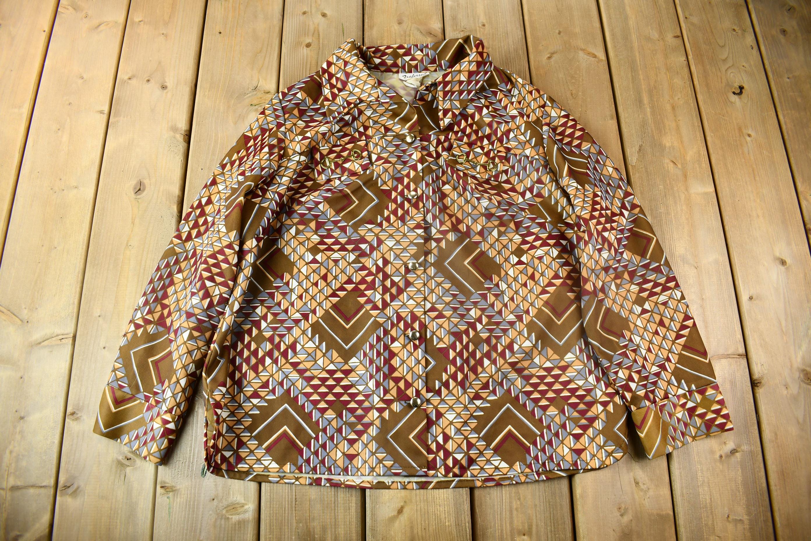 Vintage 1970s Preferred Fashion All Over Print Psychedelic StyleBlouse