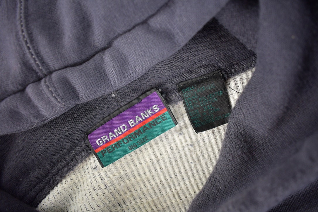 Vintage 1990s Grand Banks Performane Color Block Henley Hoodie Size 3XL
