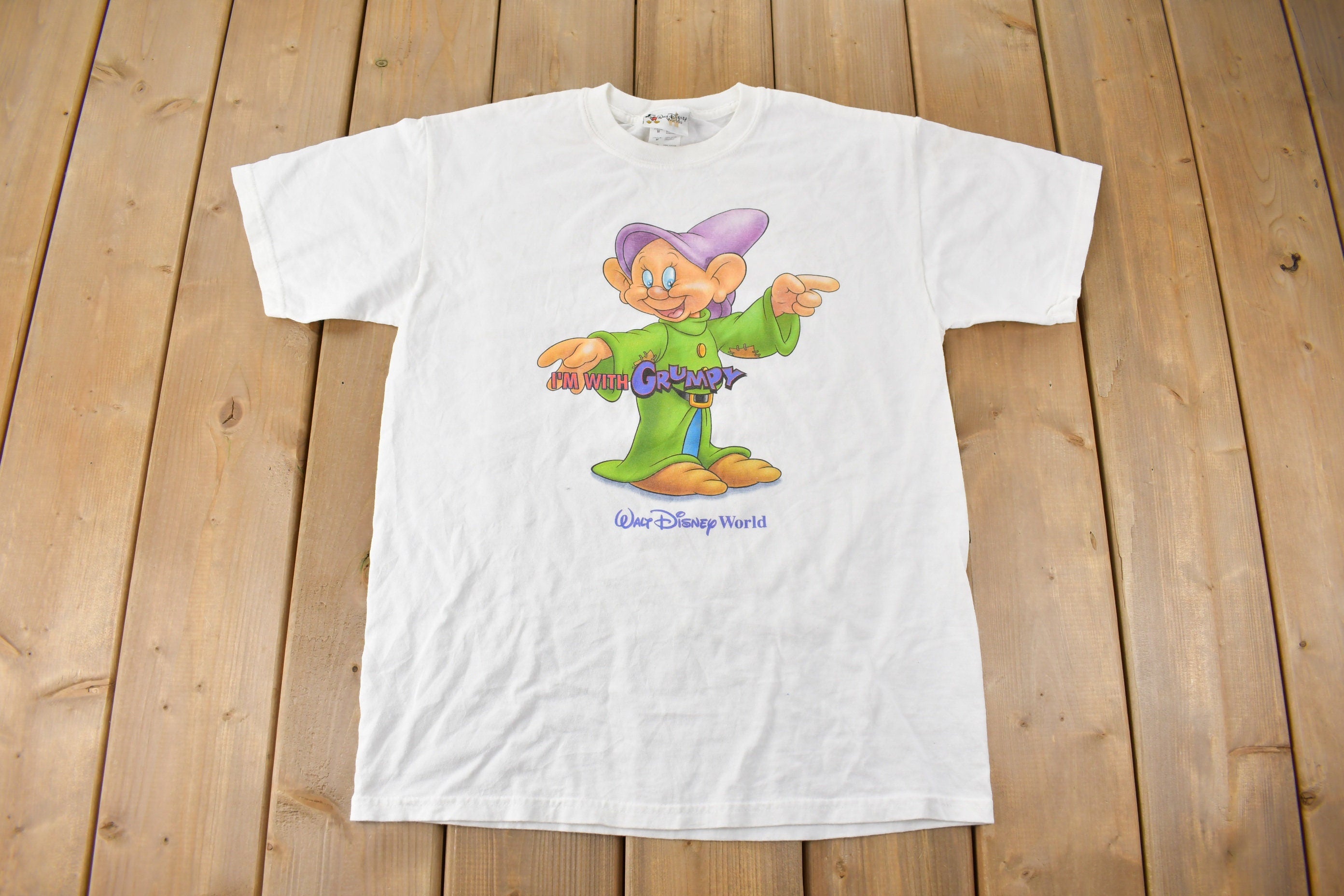 Vintage 1990s Walt Disney World IM With Grumpy Seven Dwarves Graphic T-Shirt