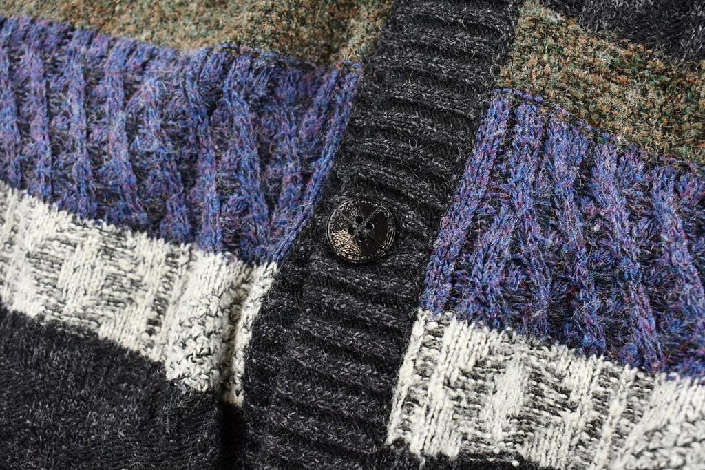Vintage 1990s Modango Boxy Fit Mixed Knit Cardigan Sweater