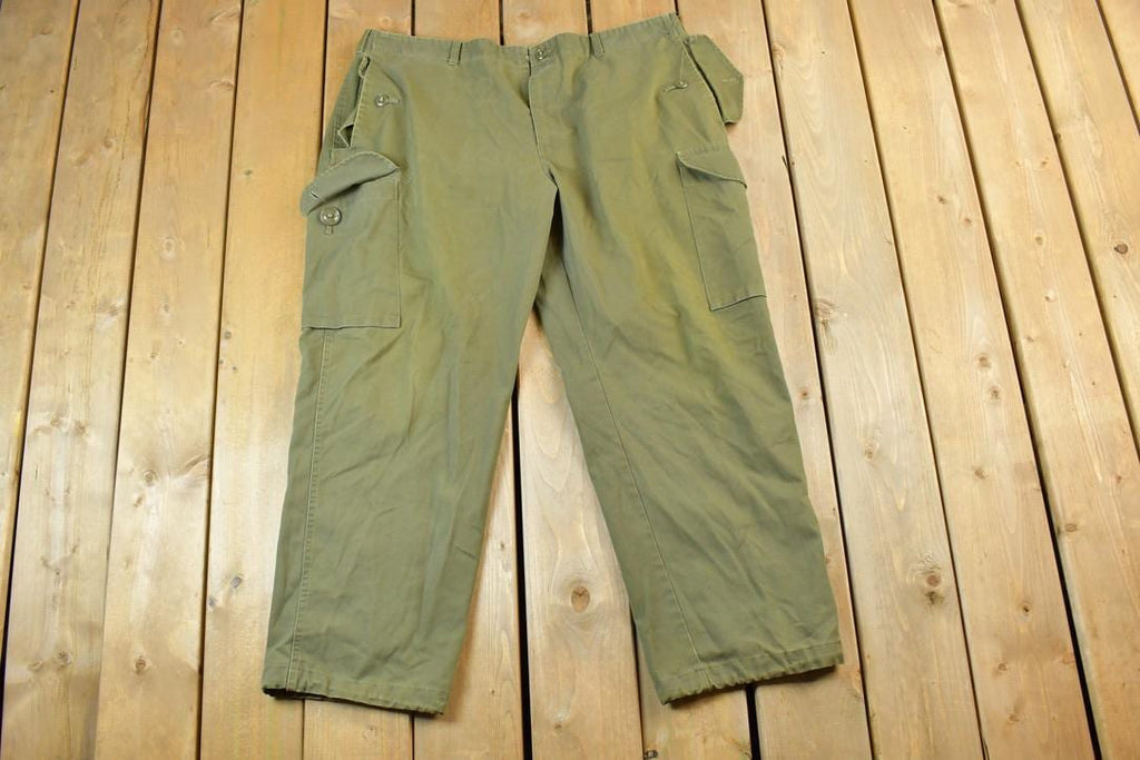 Vintage 1970s Army Olive Cargo Pants Size 42 x 28