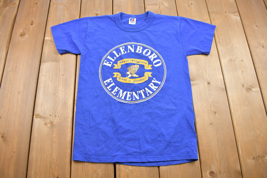 Vintage 1980s Russell Athletic Ellenboro Elementary Graphic T Shirt