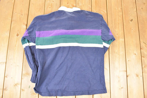 Vintage 1990s LL Bean Rugby Quarter Button Up Shirt Mens L / Preppy Button Up / Quarter Button Dress Shirt