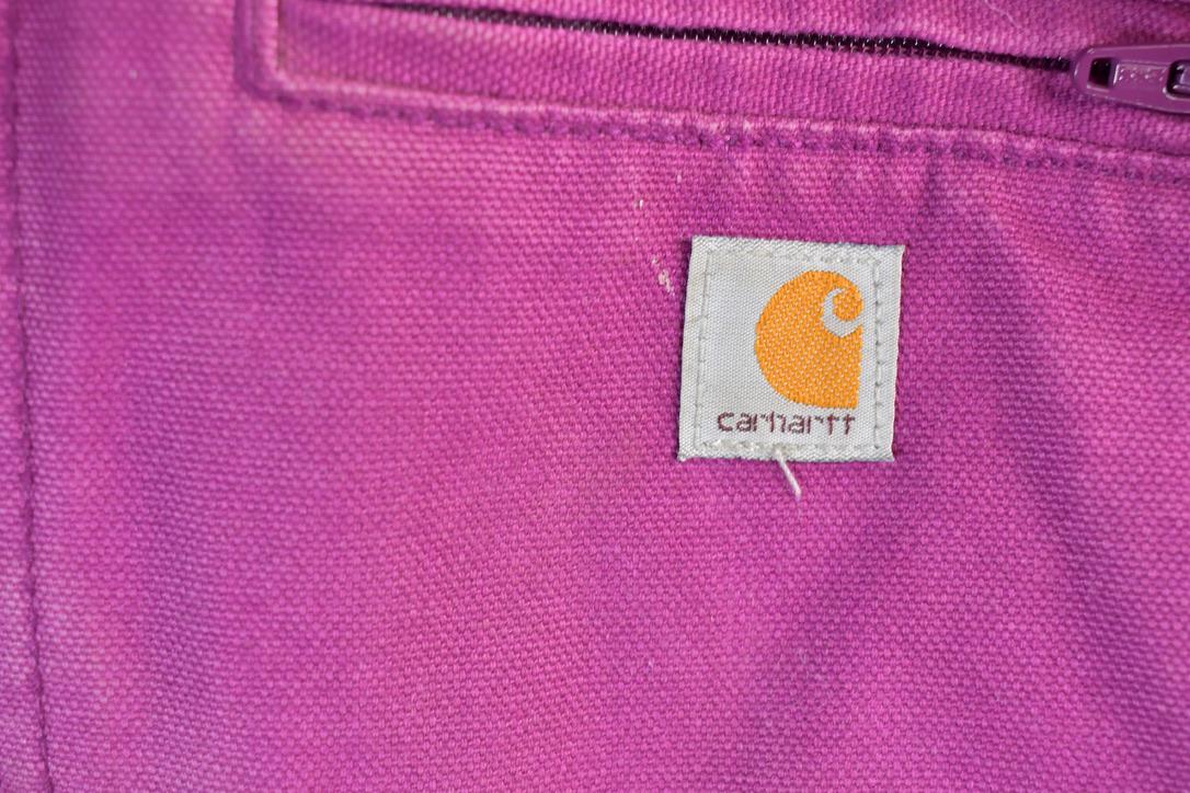 Vintage 1990s Purple Carhartt Youth Perfectly Distressed Collared Work Jacket Made In USA