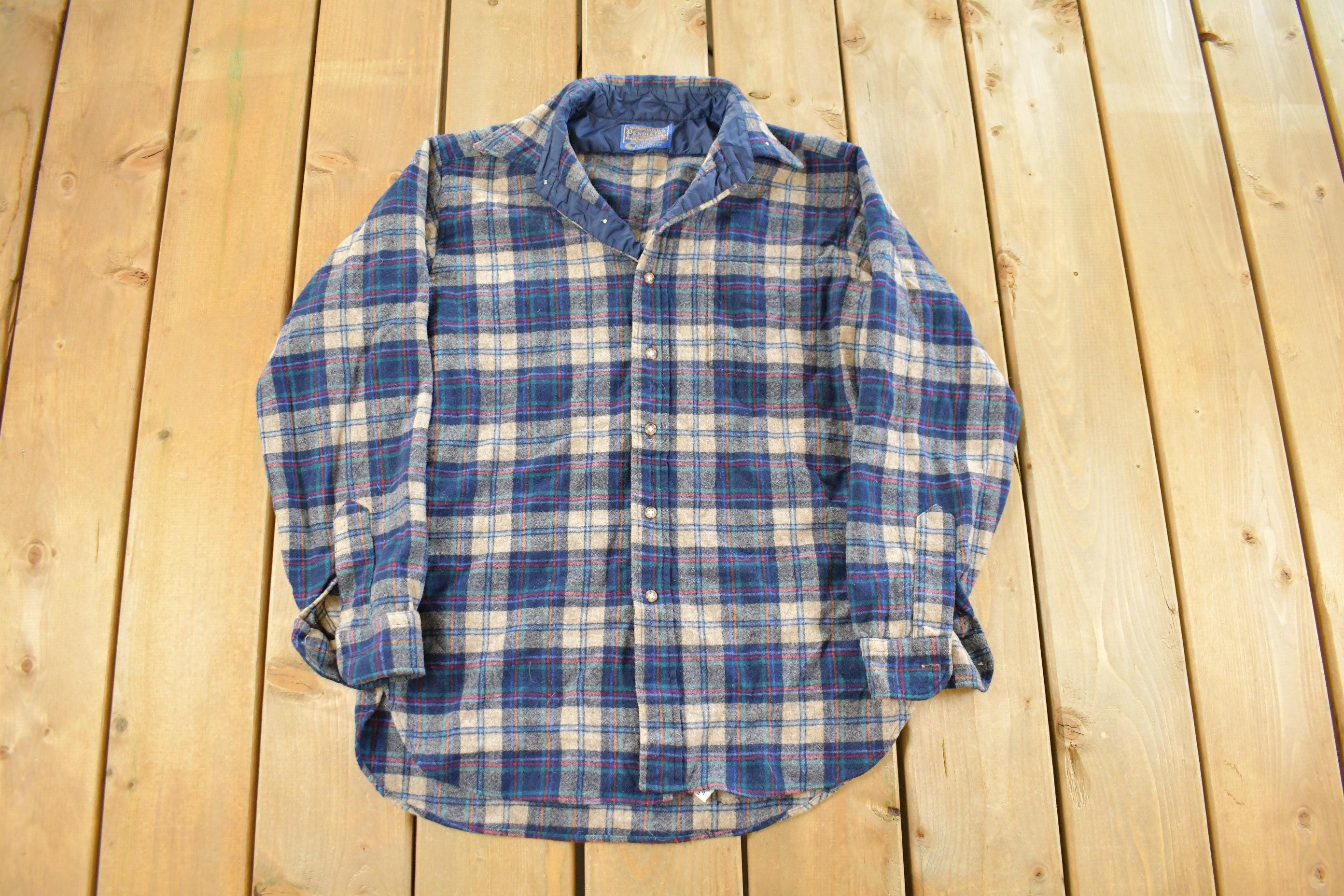 Vintage 1980s Pendleton Wool Flannel Button Up Shirt Men's Medium