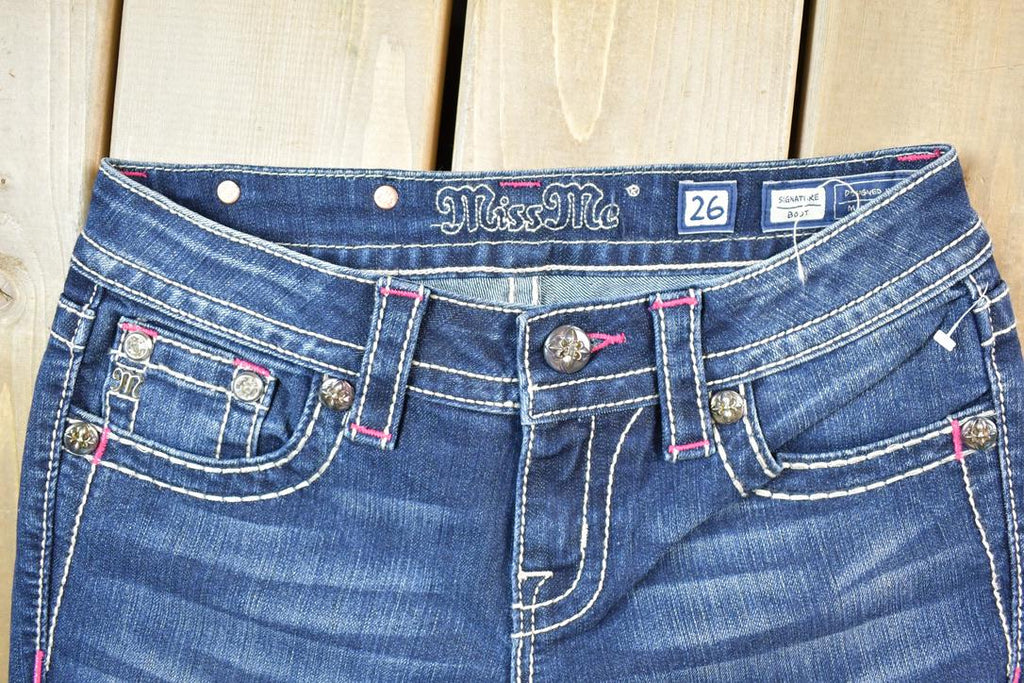 Vintage Y2K Miss Me Bedazzled Low Rise Jeans Size 26x31