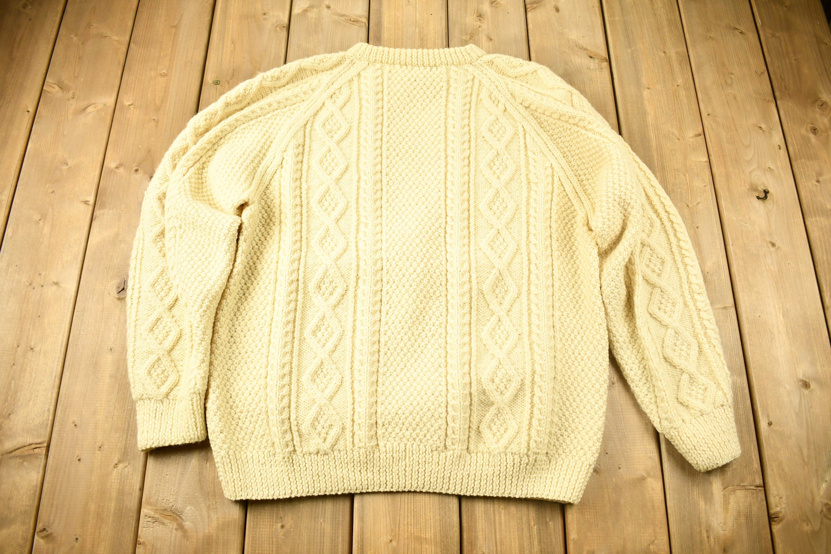 Vintage 1980s The Cod Jigger 3D Cable Knit Crewneck Sweater