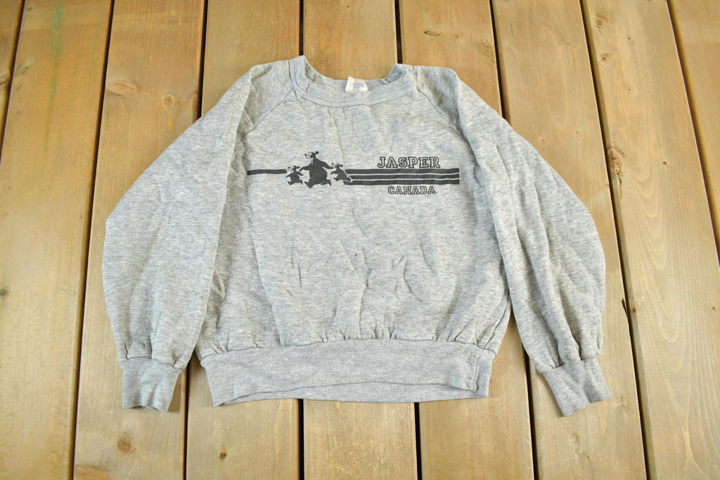 Vintage 1980s Jasper Alberta Souvenir Crewneck Sweatshirt Youth Large