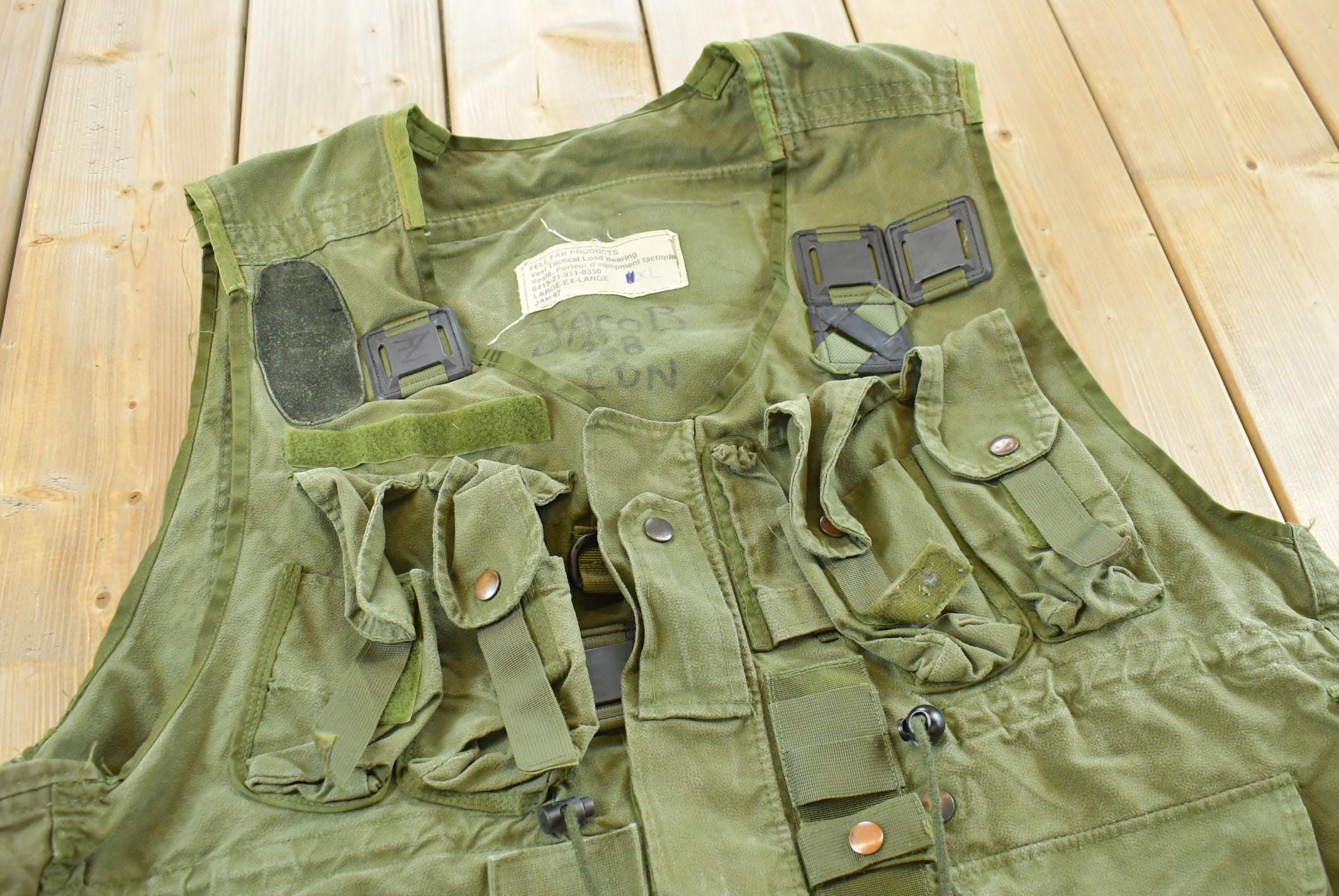 1997 Fell Fab Green Military Tactical Vest Jacket Mens XL /