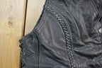Vintage 1990s Leather Motorcycle Vest Made In USA