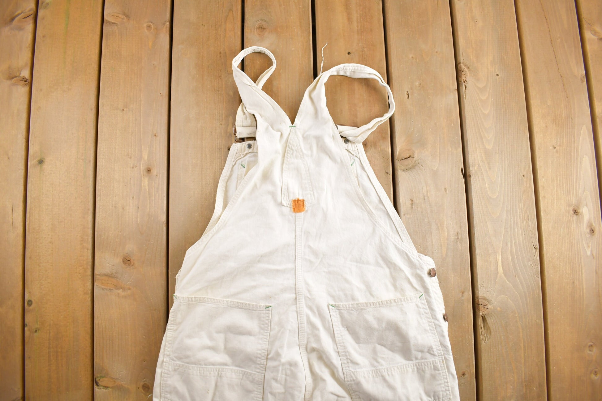 Vintage 1980s Big Ben White Denim Overalls Size 40x30