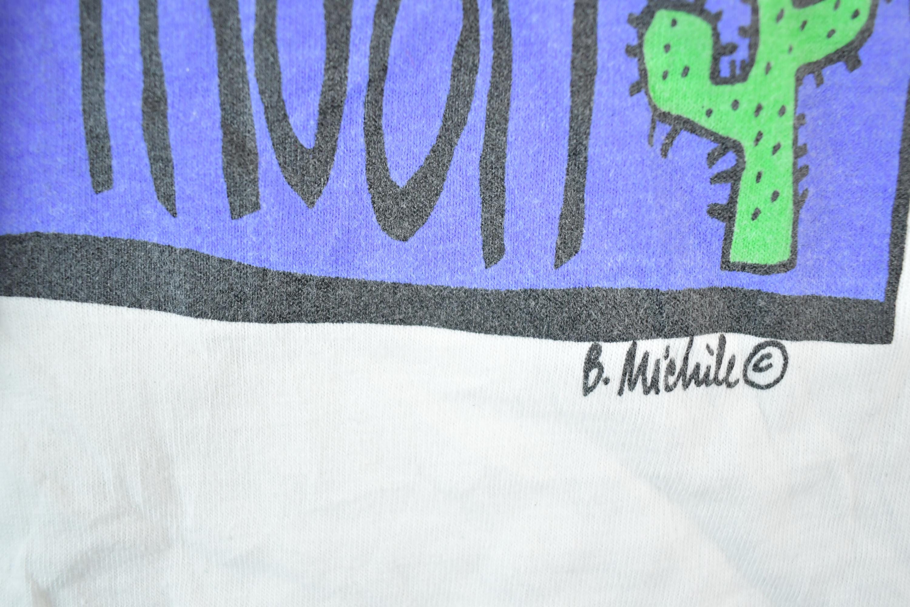 Vintage 1990s Coyote Moon Cartoon Wolf Souvenir T-Shirt Mens M