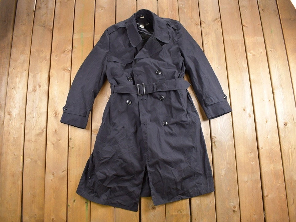 Vintage 2001 Military Black All Weather Trench Coat